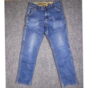 CAT Carpenter Jeans Mens 34x34‎ Caterpillar Blue Workwear Denim Utility Pants